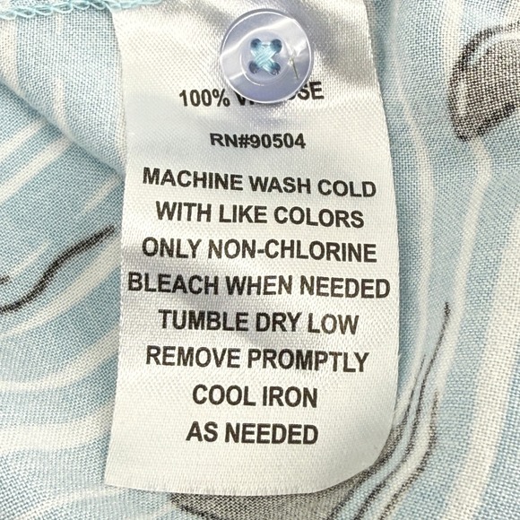 VSTR Premium Mens XL Shark Fin Stripe Button Up Shirt Blue Short Sleeve Viscose - Picture 4 of 12